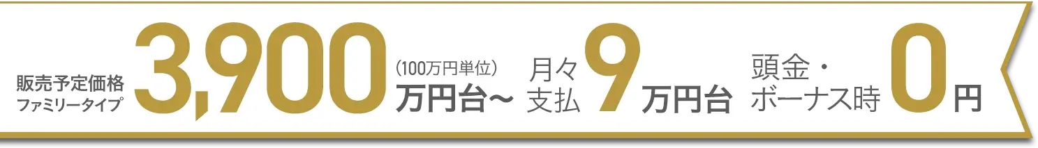 販売予定価格3LDK3,900万円台～ 月々支払8万円台 頭金0円